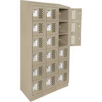 Assembled Lockerettes Clean Line Perforated Economy Lockers, 6 -tier, Bank of 3, 18" x 72" x 12", Steel Quali-T-Solutions