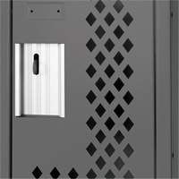Clean Line Lockers, 2 -tier, 12" x 12" x 72", Steel, Charcoal, Rivet (Assembled), Perforated Quali-T-Solutions