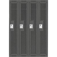 Clean Line Lockers, Bank of 4, 48" x 15" x 72", Steel, Charcoal, Rivet (Assembled), Perforated Quali-T-Solutions