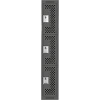 Clean Line Lockers, 3 -tier, 12" x 12" x 72", Steel, Charcoal, Rivet (Assembled), Perforated Quali-T-Solutions