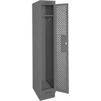 Clean Line Lockers, 12" x 15" x 76", Steel, Charcoal, Rivet (Assembled), Perforated Quali-T-Solutions