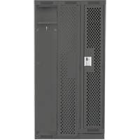 Clean Line Lockers, Bank of 3, 36" x 15" x 76", Steel, Charcoal, Rivet (Assembled), Perforated Quali-T-Solutions