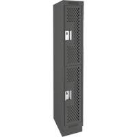 Clean Line Lockers, 2 -tier, 12" x 12" x 76", Steel, Charcoal, Rivet (Assembled), Perforated Quali-T-Solutions
