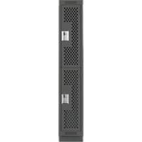 Clean Line Lockers, 2 -tier, 12" x 12" x 76", Steel, Charcoal, Rivet (Assembled), Perforated Quali-T-Solutions