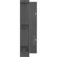 Clean Line Lockers, 2 -tier, 12" x 12" x 76", Steel, Charcoal, Rivet (Assembled), Perforated Quali-T-Solutions