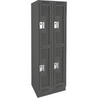 Clean Line Lockers, 2 -tier, Bank of 2, 24" x 12" x 76", Steel, Charcoal, Rivet (Assembled), Perforated Quali-T-Solutions