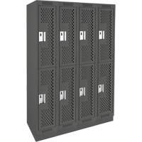 Casiers Clean Line, 2 niveaux, Bloc de 4, 48" x 15" x 76", Acier, Charbon, Rivet (assembl&eacute;), Perfor&eacute; Quali-T-Solutions