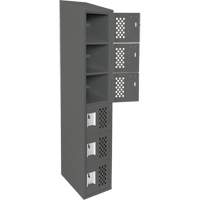 Assembled Lockerettes Clean Line Perforated Economy Lockers, 6 -tier, 18" x 72" x 12", Steel Quali-T-Solutions