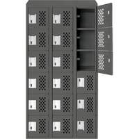 Assembled Lockerettes Clean Line Perforated Economy Lockers, 6 -tier, Bank of 3, 18" x 72" x 12", Steel Quali-T-Solutions