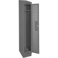Clean Line Lockers, 12" x 15" x 82", Steel, Charcoal, Rivet (Assembled), Perforated Quali-T-Solutions