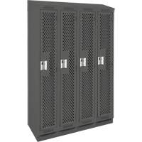 Clean Line Lockers, Bank of 4, 48" x 15" x 82", Steel, Charcoal, Rivet (Assembled), Perforated Quali-T-Solutions