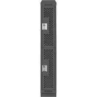 Clean Line Lockers, 2 -tier, 12" x 15" x 82", Steel, Charcoal, Rivet (Assembled), Perforated Quali-T-Solutions