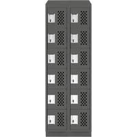 Assembled Lockerettes Clean Line Perforated Economy Lockers, 6 -tier, Bank of 2, 18" x 72" x 12", Steel Quali-T-Solutions