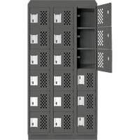 Assembled Lockerettes Clean Line Perforated Economy Lockers, 6 -tier, Bank of 3, 18" x 72" x 12", Steel Quali-T-Solutions
