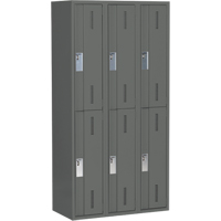 Concorde Heavy-Duty Lockers, 2 -tier, Bank of 3, 36" x 18" x 72", Steel, Charcoal, Welded (Assembled) Quali-T-Solutions