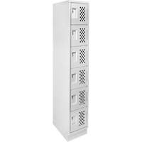 Assembled Lockerettes Clean Line Perforated Economy Lockers, 6 -tier, 18" x 72" x 12", Steel Quali-T-Solutions