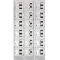 Assembled Lockerettes Clean Line Perforated Economy Lockers, 6 -tier, Bank of 3, 18" x 72" x 12", Steel Quali-T-Solutions