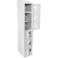 Assembled Lockerettes Clean Line Perforated Economy Lockers, 6 -tier, 18" x 72" x 12", Steel Quali-T-Solutions