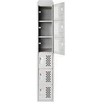 Assembled Lockerettes Clean Line Perforated Economy Lockers, 6 -tier, 18" x 72" x 12", Steel Quali-T-Solutions