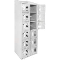 Assembled Lockerettes Clean Line Perforated Economy Lockers, 6 -tier, Bank of 2, 18" x 72" x 12", Steel Quali-T-Solutions