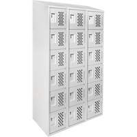 Assembled Lockerettes Clean Line Perforated Economy Lockers, 6 -tier, Bank of 3, 18" x 72" x 12", Steel Quali-T-Solutions