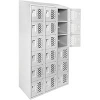 Assembled Lockerettes Clean Line Perforated Economy Lockers, 6 -tier, Bank of 3, 18" x 72" x 12", Steel Quali-T-Solutions