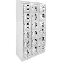 Assembled Lockerettes Clean Line Perforated Economy Lockers, 6 -tier, Bank of 3, 18" x 72" x 12", Steel Quali-T-Solutions