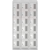 Assembled Lockerettes Clean Line Perforated Economy Lockers, 6 -tier, Bank of 3, 18" x 72" x 12", Steel Quali-T-Solutions