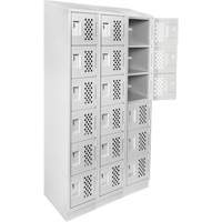 Assembled Lockerettes Clean Line Perforated Economy Lockers, 6 -tier, Bank of 3, 18" x 72" x 12", Steel Quali-T-Solutions