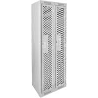 Clean Line Lockers, 2 -tier, 12" x 12" x 72", Steel, Grey, Rivet (Assembled), Perforated Quali-T-Solutions