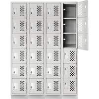 Assembled Clean Line Perforated Economy Lockers, 6 -tier, Bank of 4, 18" x 72" x 12", Steel Quali-T-Solutions