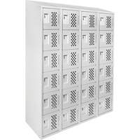 Assembled Clean Line Perforated Economy Lockers, 6 -tier, Bank of 4, 18" x 72" x 12", Steel Quali-T-Solutions