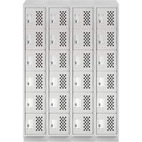 Assembled Clean Line Perforated Economy Lockers, 6 -tier, Bank of 4, 18" x 72" x 12", Steel Quali-T-Solutions