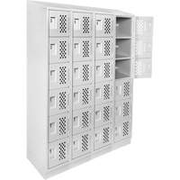 Assembled Clean Line Perforated Economy Lockers, 6 -tier, Bank of 4, 18" x 72" x 12", Steel Quali-T-Solutions