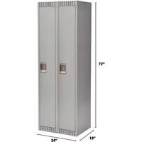 Lockers, Bank of 2, 24" x 18" x 72", Steel, Grey, Knocked Down Quali-T-Solutions