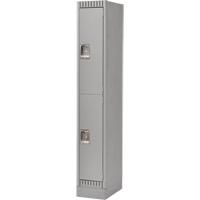 Lockers, 2 -tier, 12" x 18" x 76", Steel, Grey, Knocked Down Quali-T-Solutions