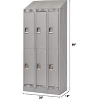 Lockers, 2 -tier, Bank of 3, 36" x 18" x 86", Steel, Grey, Knocked Down Quali-T-Solutions