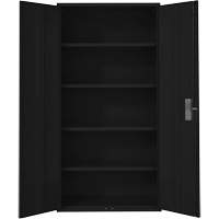 Hi-Boy Storage Cabinet, Steel, 4 Shelves, 72" H x 36" W x 18" D, Black Quali-T-Solutions