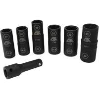 Jeu de demi-douilles r&eacute;versibles m&eacute;triques, 7 Mcx, Chocs, Prise de 1/2", Profond Quali-T-Solutions