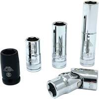 Chrome Finish Socket Set with Rail, 5 Pieces, 1/4" Drive Size Quali-T-Solutions