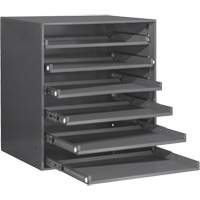Compartment Box Cabinet, Steel, 6 Slots, 20-5/16" W x 15-15/16" D x 21-7/8" H, Grey Quali-T-Solutions