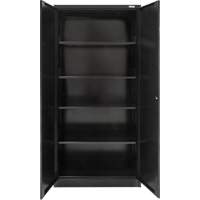 Armoire de rangement Hi-Boy, Acier, 4 Tablettes, 72" h x 36" la x 18" P, Noir Quali-T-Solutions