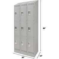 Lockers, 3 -tier, Bank of 3, 36" x 18" x 86", Steel, Grey, Knocked Down Quali-T-Solutions