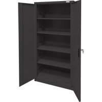 Armoire d'entreposage, Acier, 4 Tablettes, 78" h x 36" la x 24" P, Noir Quali-T-Solutions