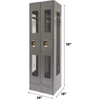 Casiers ventil&eacute;s, Bloc de 2, 24" x 18" x 78", Acier, Gris, D&eacute;mont&eacute;, Perfor&eacute; Quali-T-Solutions