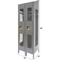Casiers ventil&eacute;s, Bloc de 2, 24" x 18" x 88", Acier, Gris, D&eacute;mont&eacute;, Perfor&eacute; Quali-T-Solutions