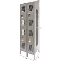 Casiers ventil&eacute;s, 2 niveaux, Bloc de 2, 24" x 18" x 88", Acier, Gris, D&eacute;mont&eacute;, Perfor&eacute; Quali-T-Solutions