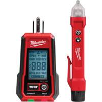 D&eacute;tecteur de tension avec DEL et testeur de prise DDFT, 50 V - 1000 V, Alerte Affichage & son Quali-T-Solutions