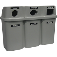 Recycling Containers Bullseye, Curbside, Plastic, 3 x 22 US Gal. Quali-T-Solutions