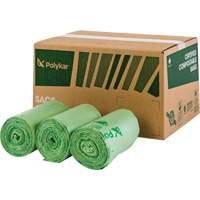 Certified Compostable Bags, Regular, 17" L x 17" W, Green, 10 L (3 Gal.) Capacity Quali-T-Solutions